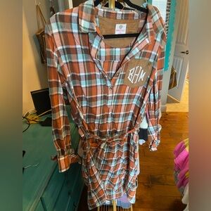 Monogrammed Plaid Dress Size Xl